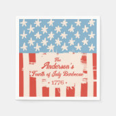 Rood Wit & Blauw Ster & Streep Familienaam Barbecu Servet (Voorkant)