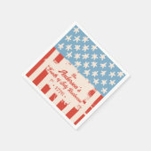 Rood Wit & Blauw Ster & Streep Familienaam Barbecu Servet (Hoek)