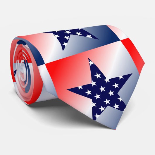 Rood, wit, blauw ster stropdas (Opgerold)