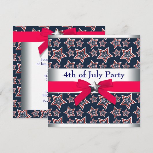 Rood Wit Blauw Sterren 4 Juli BBQ Party Kaart (Voorkant / Achterkant)