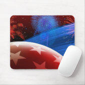 Rood wit blauw sterren en Fireworks-muispad Muismat (Met muis)