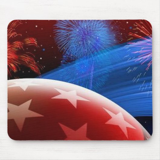 Rood wit blauw sterren en Fireworks-muispad Muismat (Voorkant)
