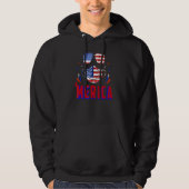 Rood Wit Blauw Sterren en Strepen 4th Juli Merica Hoodie (Voorkant)