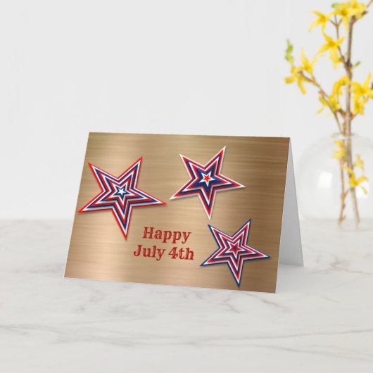 Rood Wit Blauw Sterren Goud 4 juli Kaart (Gele Bloem)