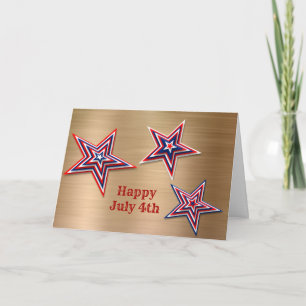 Rood Wit Blauw Sterren Goud 4 juli Kaart
