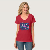 Rood Wit & Blauw Sterren Nano V-Hals T-Shirt (Voorkant volledig)