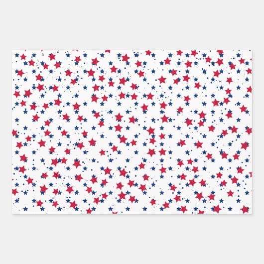 Rood Wit Blauw Sterren Patroon USA Onafhankelijkhe Inpakpapier Vel (Voorkant 3)