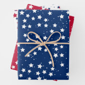 Rood Wit Blauw Sterren Patroon USA Onafhankelijkhe Inpakpapier Vel (In situ)