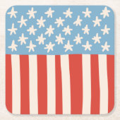 Rood Wit & Blauw Sterren & Strepen Familie Barbecu Kartonnen Onderzetters (Voorkant)