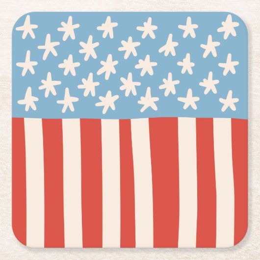Rood Wit & Blauw Sterren & Strepen Familie Barbecu Kartonnen Onderzetters (Voorkant)