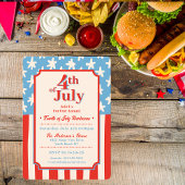 Rood Wit & Blauw Sterren & Strepen Familiebarbecue Kaart