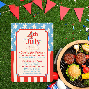 Rood Wit & Blauw Sterren & Strepen Familiebarbecue Kaart