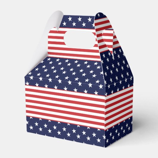 Rood Wit Blauw Sterren & Strepen Party Favor Boxes Bedankdoosjes (Achterkant)