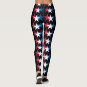 Rood, Wit & Blauw Sterrenontwerp Leggings (Achterkant)