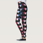Rood, Wit & Blauw Sterrenontwerp Leggings (Links)