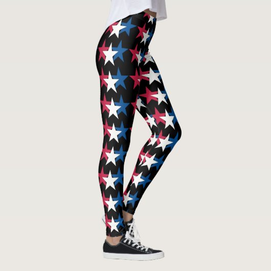 Rood, Wit & Blauw Sterrenontwerp Leggings (Rechts)