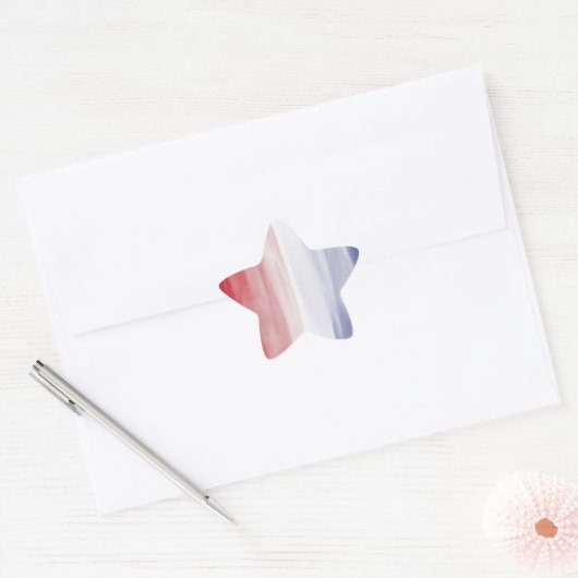 Rood Wit Blauw Streep Ster Sticker (Envelop)