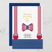 Rood Wit & Blauw Strepen 4th van Juli Baby shower Bedankkaart (Voorkant / Achterkant)