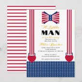 Rood Wit & Blauw Strepen 4th van Juli Baby shower Kaart (Voorkant / Achterkant)