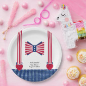 Rood Wit & Blauw Strepen 4th van Juli Baby shower Papieren Bordje (Feest)