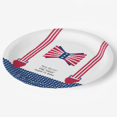 Rood Wit & Blauw Strepen 4th van Juli Baby shower Papieren Bordje (Gekanteld)