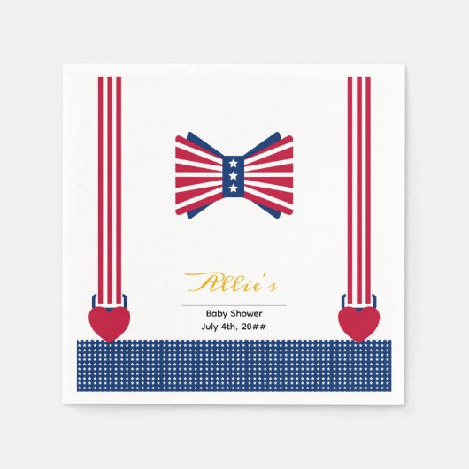 Rood Wit & Blauw Strepen 4th van Juli Baby shower Servet (Voorkant)