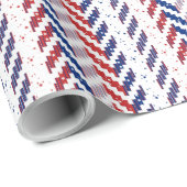 Rood wit & blauw Stripje Ikat Chevron Pattern 2 Cadeaupapier (Rol Hoek)