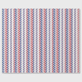 Rood wit & blauw Stripje Ikat Chevron Pattern 2 Cadeaupapier (Vlak)