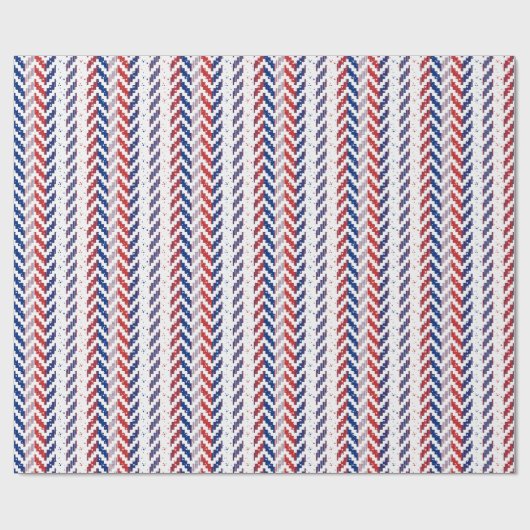 Rood wit & blauw Stripje Ikat Chevron Pattern 2 Cadeaupapier (Vlak)