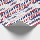 Rood wit & blauw Stripje Ikat Chevron Pattern 2 Cadeaupapier (Hoek)