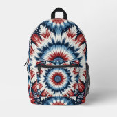 Rood, Wit & Blauw Tie-dye Bedrukte Rugzak (Voorkant)