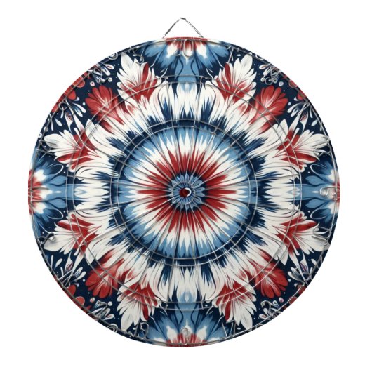 Rood, Wit & Blauw Tie-dye Dartbord (Voorkant)