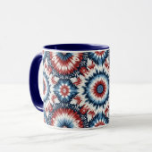 Rood, Wit & Blauw Tie-dye Mok (Voorkant links)
