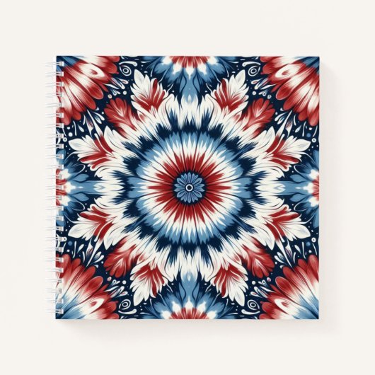 Rood, Wit & Blauw Tie-dye Notitieboek (Voorkant)