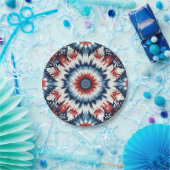 Rood, Wit & Blauw Tie-dye Papieren Bordje (Feest)
