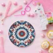Rood, Wit & Blauw Tie-dye Papieren Bordje (Feest)