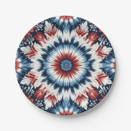 Rood, Wit & Blauw Tie-dye Papieren Bordje