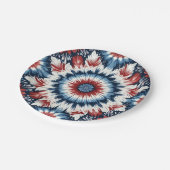 Rood, Wit & Blauw Tie-dye Papieren Bordje (Gekanteld)