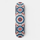Rood, Wit & Blauw Tie-dye Persoonlijk Skateboard (Voorkant)