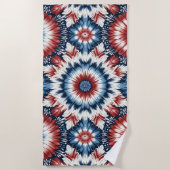 Rood, Wit & Blauw Tie-dye Strandlaken (Voorkant)