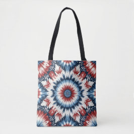 Rood, Wit & Blauw Tie-dye Tote Bag