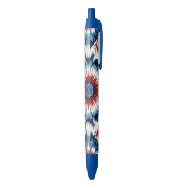 Rood, Wit & Blauw Tie-dye Zwarte Inkt Pen