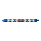 Rood, Wit & Blauw Tie-dye Zwarte Inkt Pen (Voorkant)
