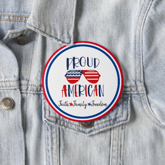 Rood Wit Blauw Trots Amerikaans Patriottisch Ronde Button 4,0 Cm (In situ)