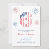 Rood Wit Blauw Twins 6e Verjaardagsfeestje Kaart (Voorkant)