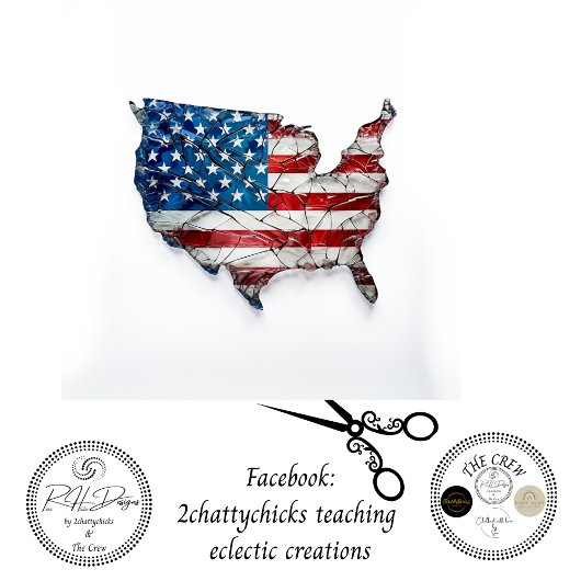 Rood Wit Blauw USA Flag Glas Effect Decoupage Tissuepapier