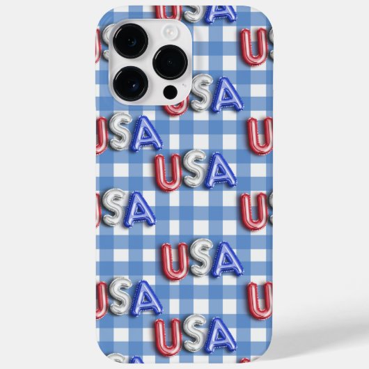 ROOD WIT BLAUW USA MET BLAUW & WIT PLAID Case-Mate iPhone CASE (Achterkant)