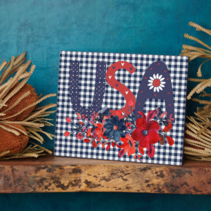 Rood Wit & Blauw USA Patriottische Boeket Fotoplaat