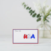 Rood Wit & Blauw USA Tekst Visitekaartje (Staand voorkant)
