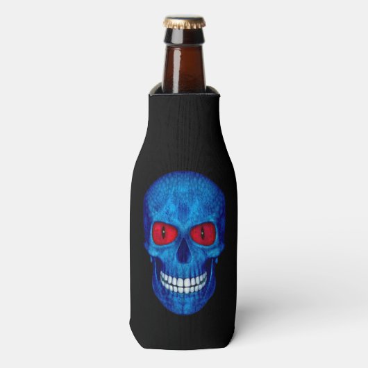 Rood Wit Blauw USA Zombie Schedel Fles Koeler (Fles Voorkant)